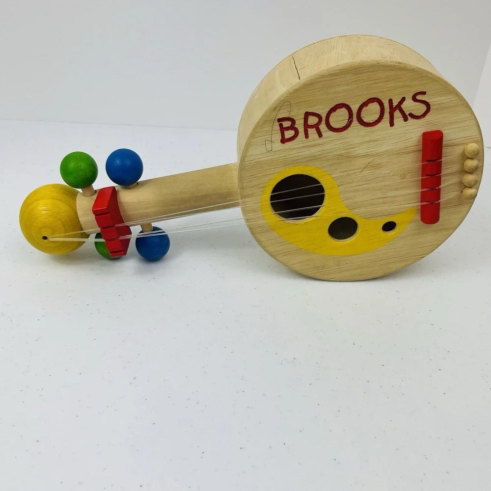 PlanToys Pottery Barn Kids Wooden Musical Banjo Guitar Stringed Instrument